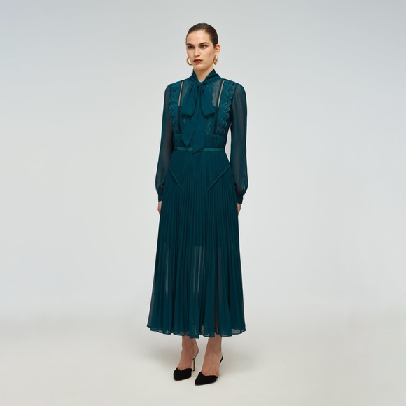 Self-Portrait Dresses & Skirts - Self-Portrait Dark Teal Long Sleeve Dress BNWT size 4